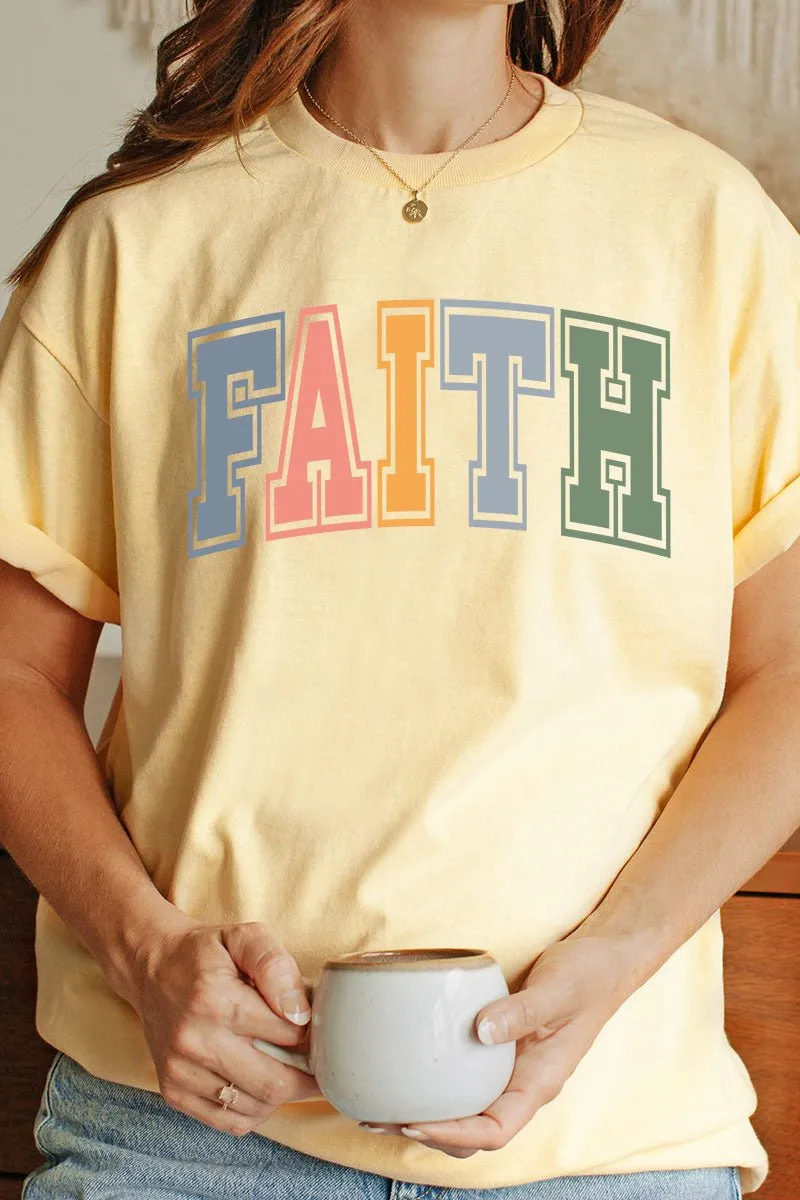 Colorful Arched Faith Short Sleeve Relaxed Fit T-Shirt