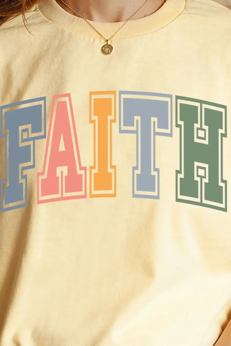 Colorful Arched Faith Short Sleeve Relaxed Fit T-Shirt