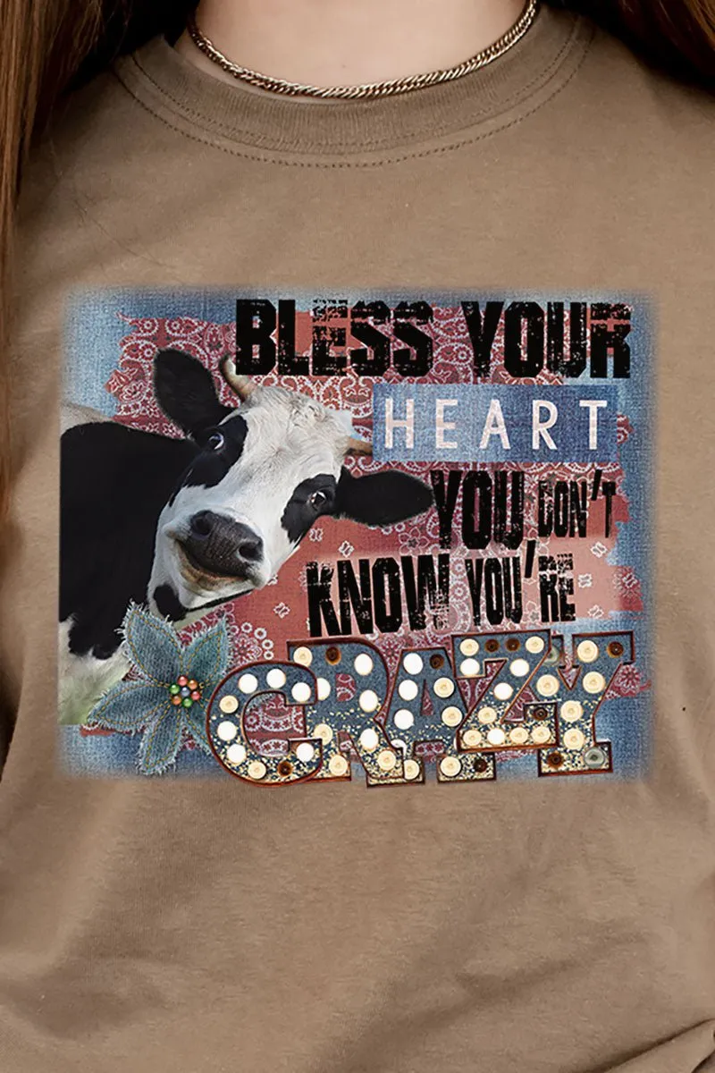 Cow Bless Your Heart Short Sleeve Relaxed Fit T-Shirt