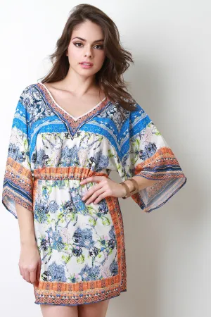 Crepe Chiffon Kimono Mini Dress