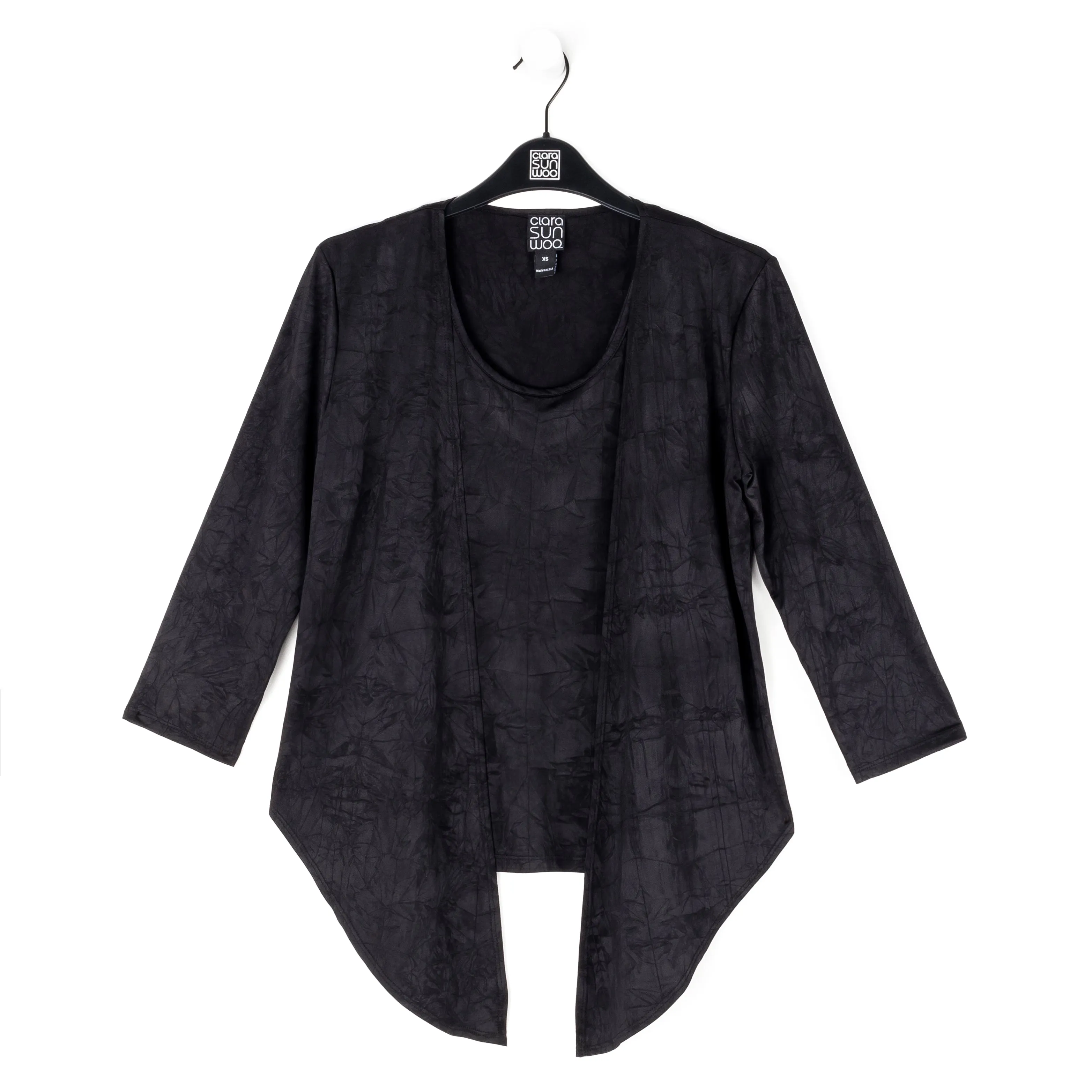 Crushed Silk Knit - Cardigan, Tank, Skirt-Pant 3pc Set - Black - Final Sale!