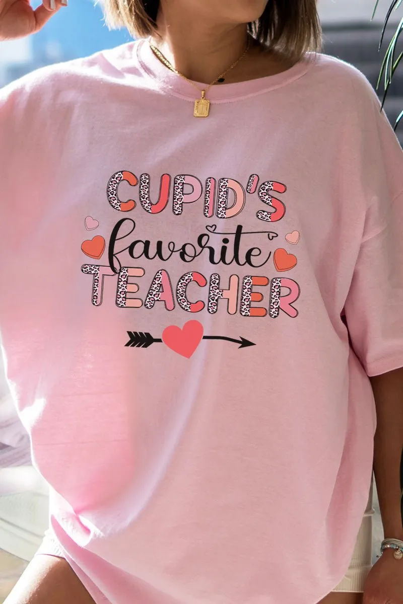 Cupid's Favorite Teacher Short Sleeve Relaxed Fit T-Shirt