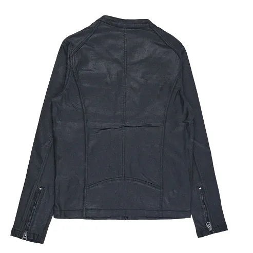 Cutty Captain Wax Denim Biker Jacket Black