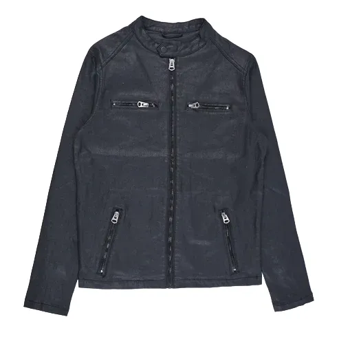 Cutty Captain Wax Denim Biker Jacket Black