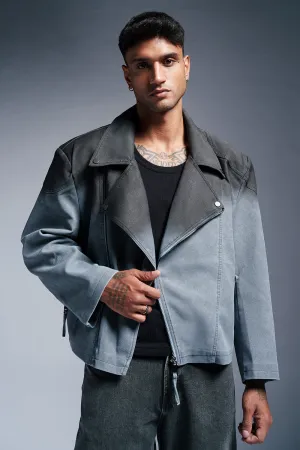 Dark Sapphire Men's Oversized Biker Jacket