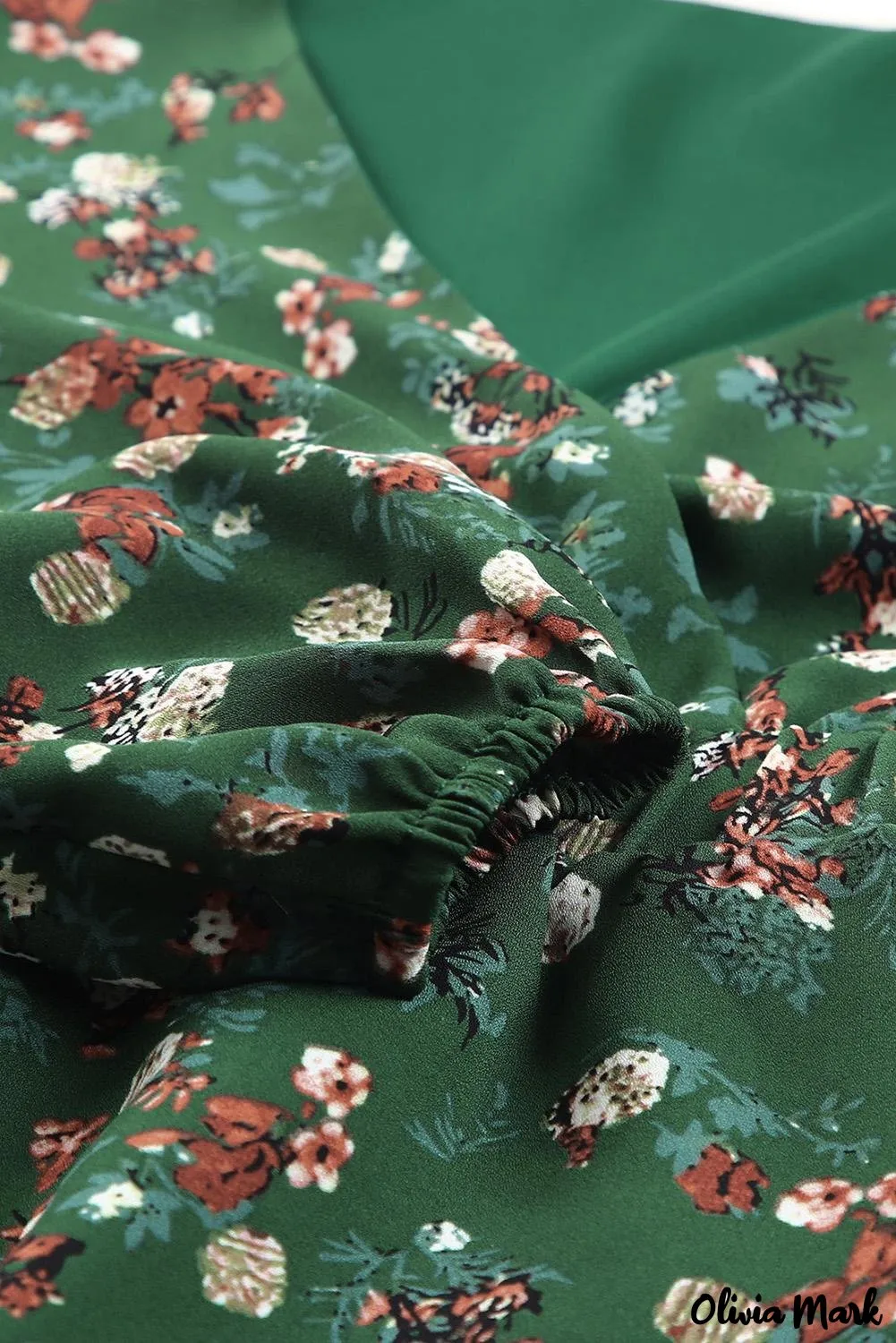 Deanwangkt - Green Floral Print Wrap V-Neck Peplum Top