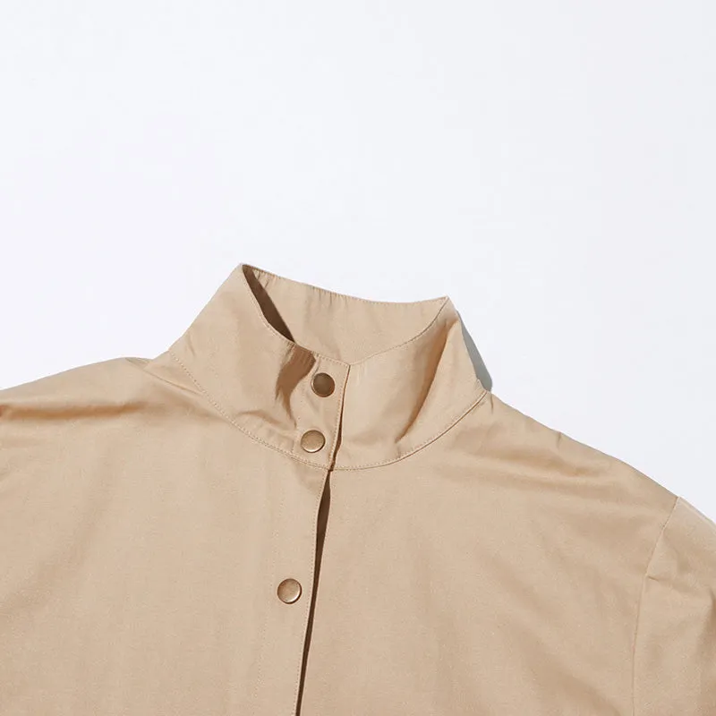 Deconstructed High Neck Long Sleeve Cargo Pocket Button Up Trench Coat