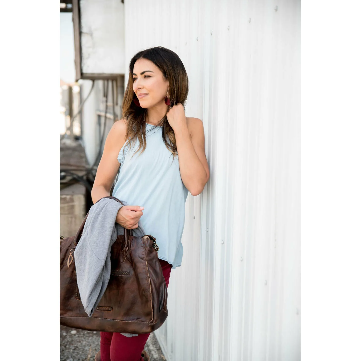 Denim Ruffle Tank