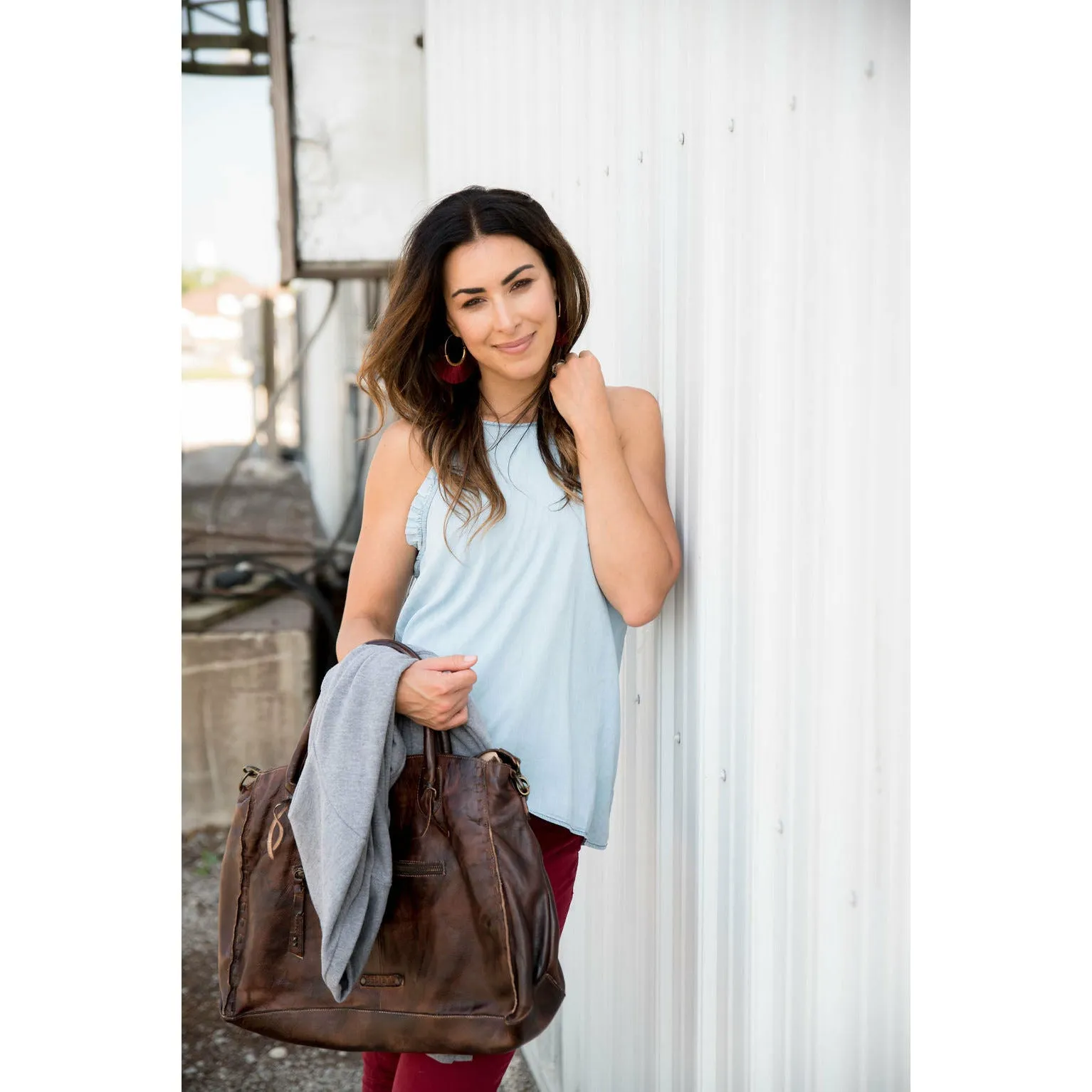 Denim Ruffle Tank