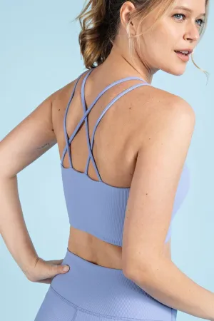 Digital Lavender Plus Size Nylon Rib Sports Bra