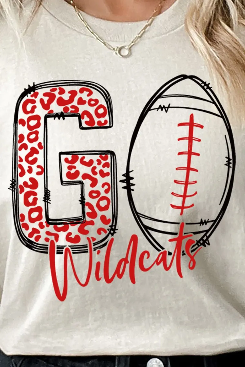 Doodle Go Wildcats Red Short Sleeve Relaxed Fit T-Shirt