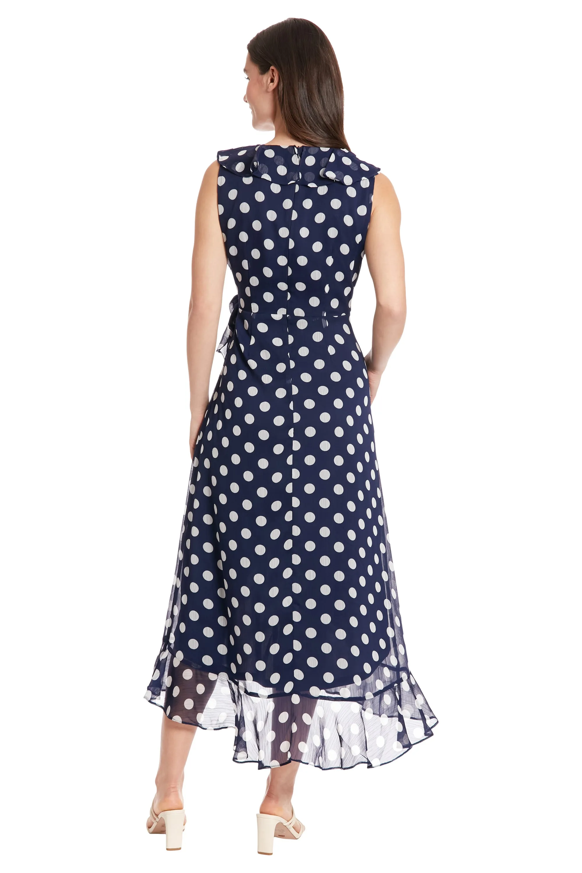 Dotted Ruffle Hem Maxi Dress