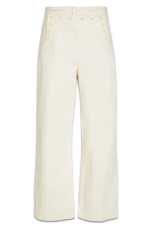 Ecru High-rise Wide-leg Jeans