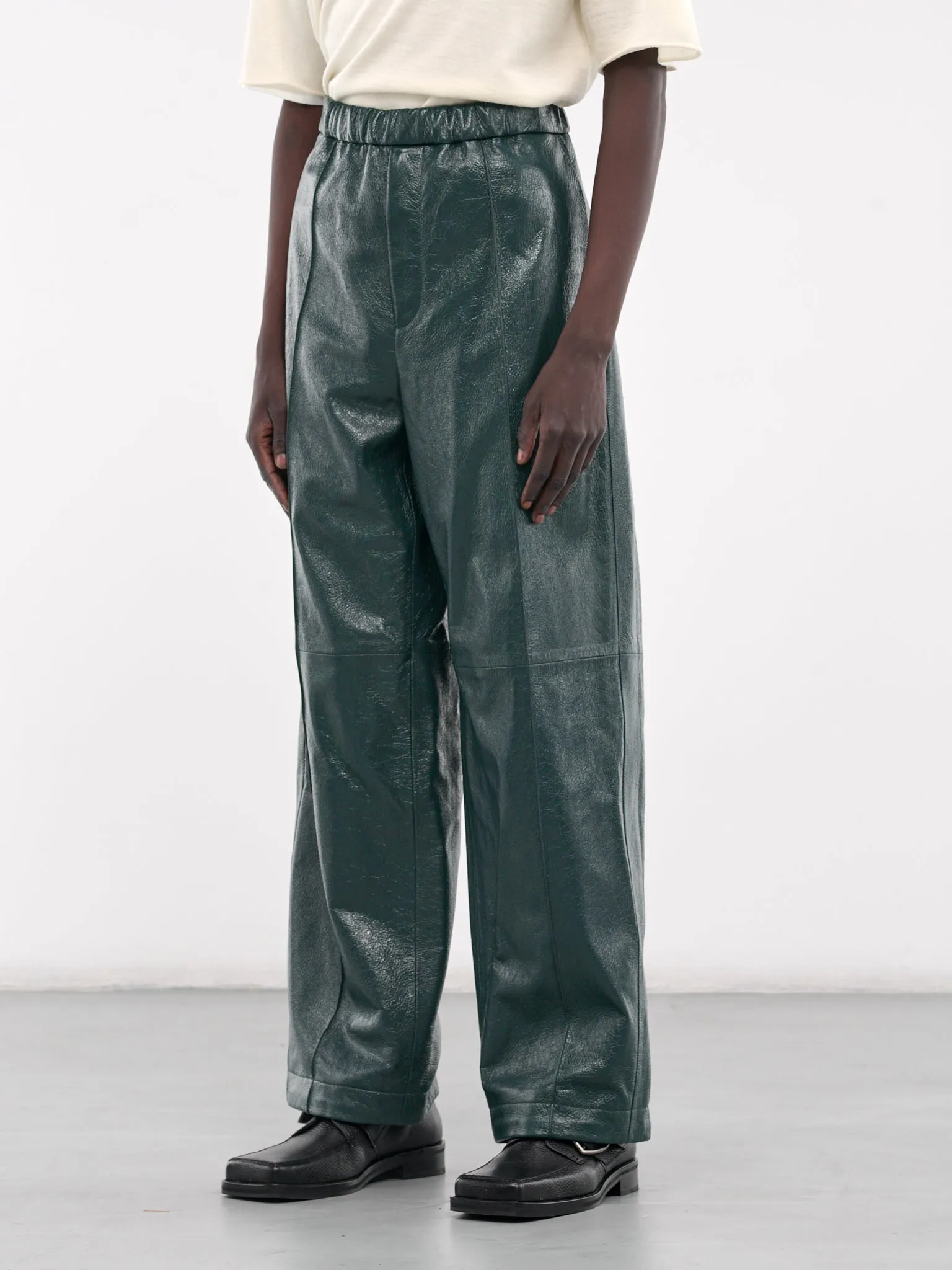 Elasticated Leather Trousers (J21KA0255-J07192-GREEN)