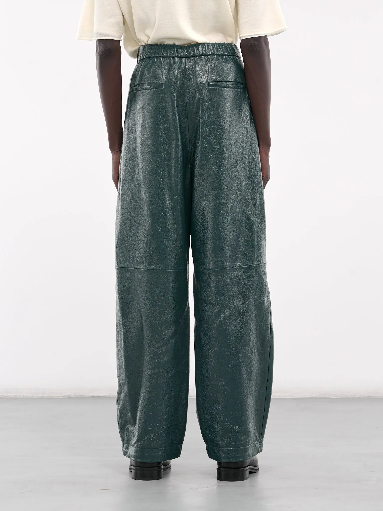 Elasticated Leather Trousers (J21KA0255-J07192-GREEN)