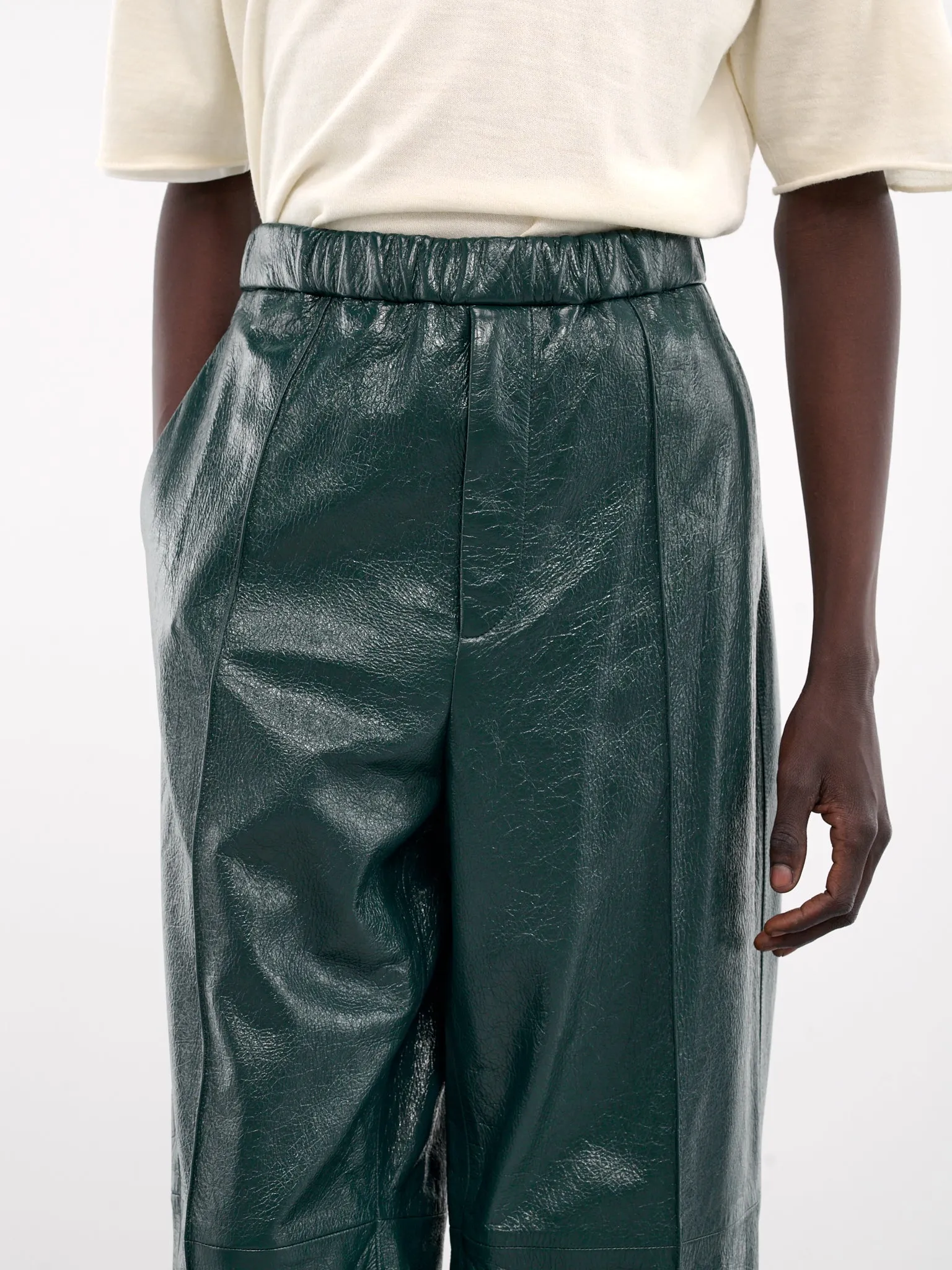 Elasticated Leather Trousers (J21KA0255-J07192-GREEN)