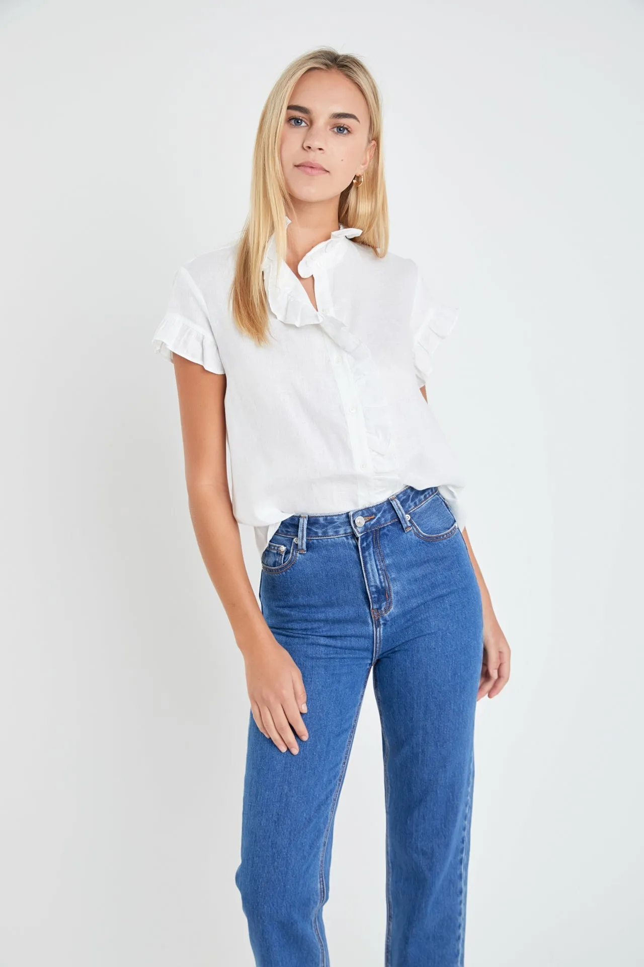 English Factory - Linen Ruffle Shirt