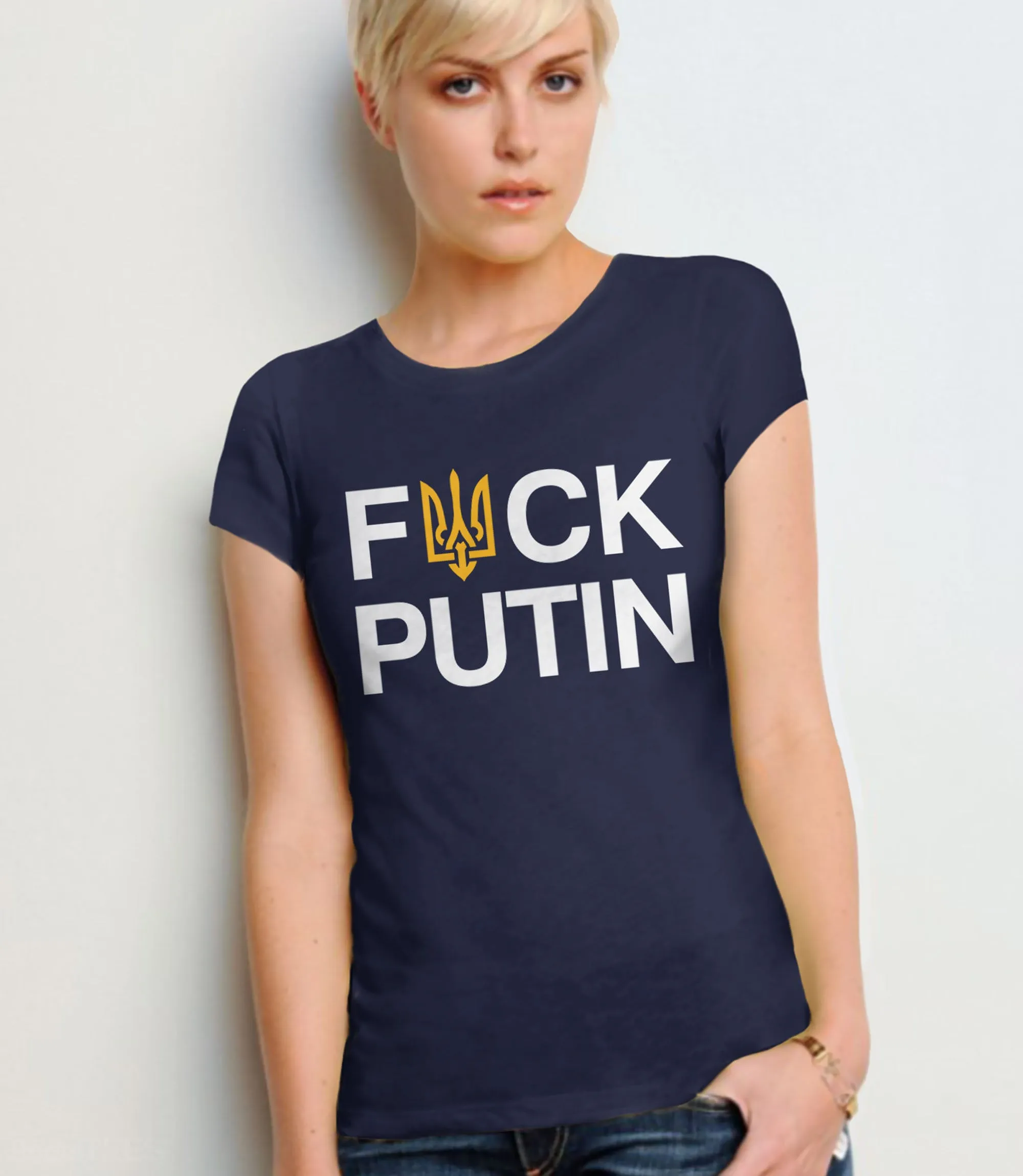 F*ck Putin Shirt with Ukraine Flag Trident