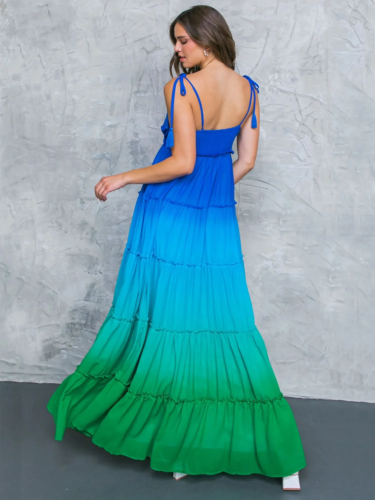 Flying Tomato Shoulder Tie Ombre Tiered Dress - Brands We Love