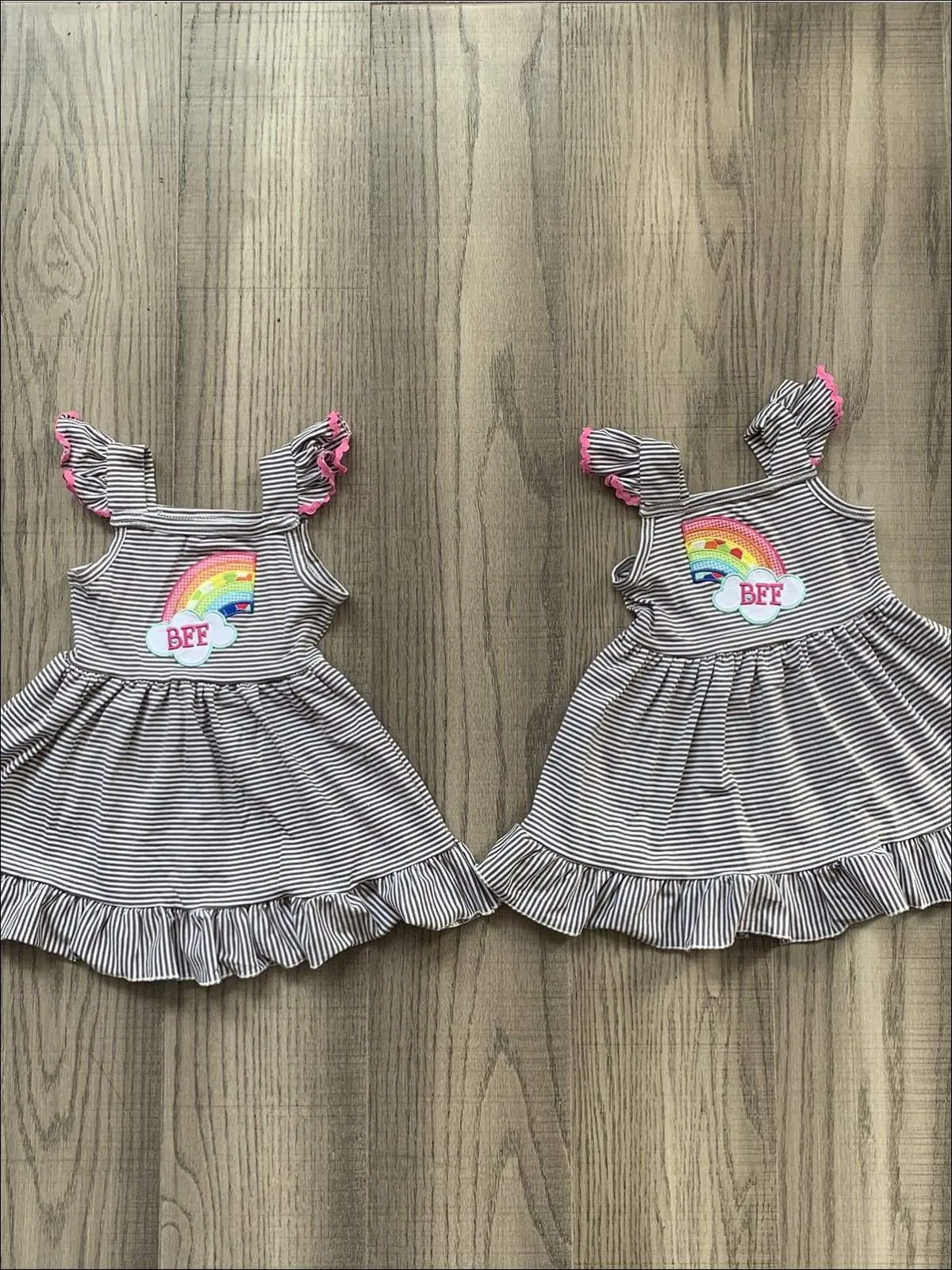 Girls "BFF" Matching Rainbow Dress