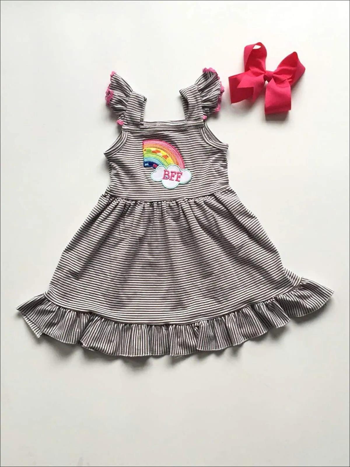 Girls "BFF" Matching Rainbow Dress