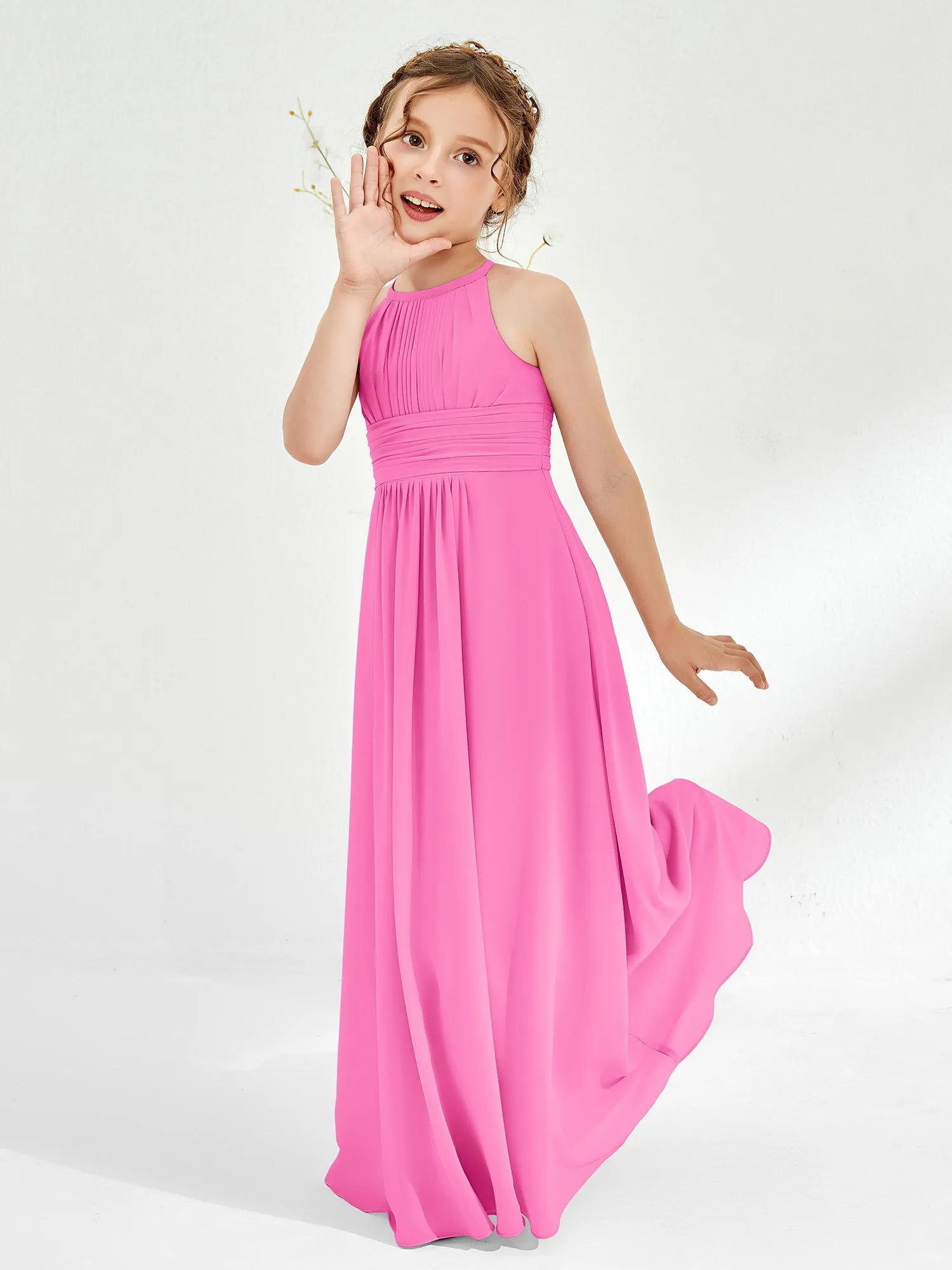 Halter Chiffon Junior Bridesmaid Dresses Azalea