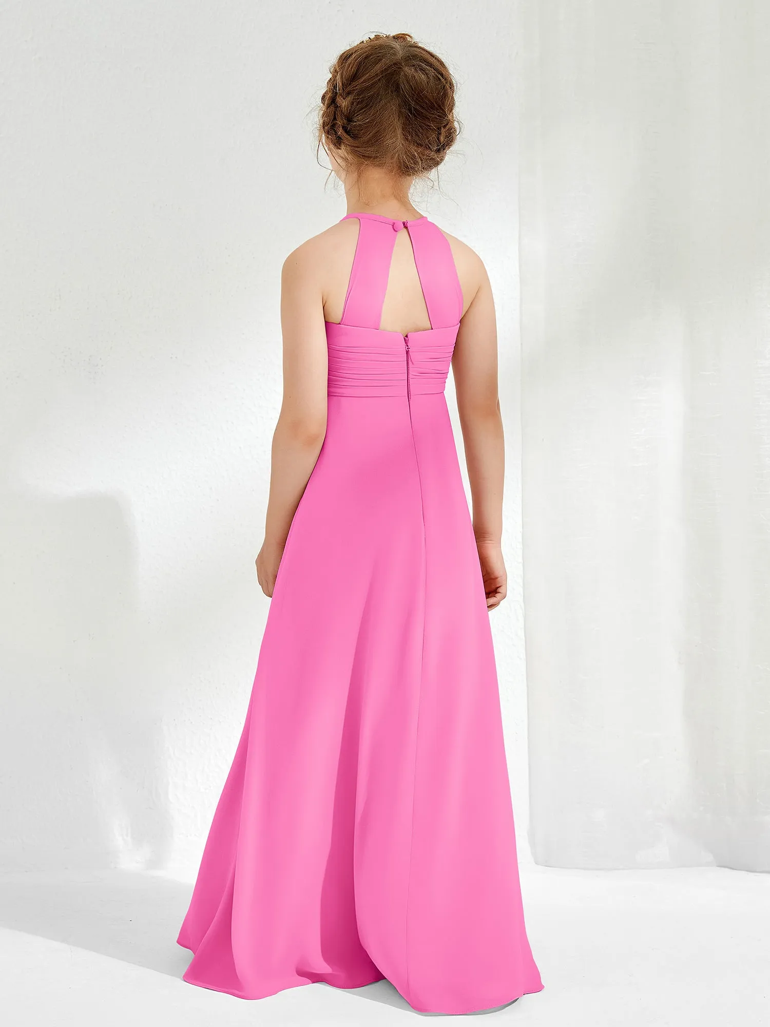 Halter Chiffon Junior Bridesmaid Dresses Azalea