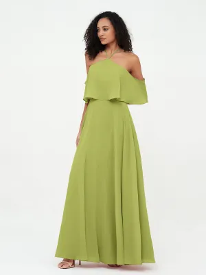 Halter Off the Shoulder Max Dresses with Pockets-Clover Plus Size