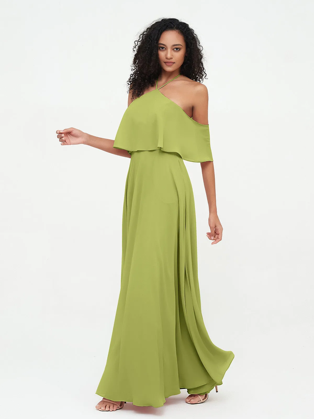 Halter Off the Shoulder Max Dresses with Pockets-Clover Plus Size