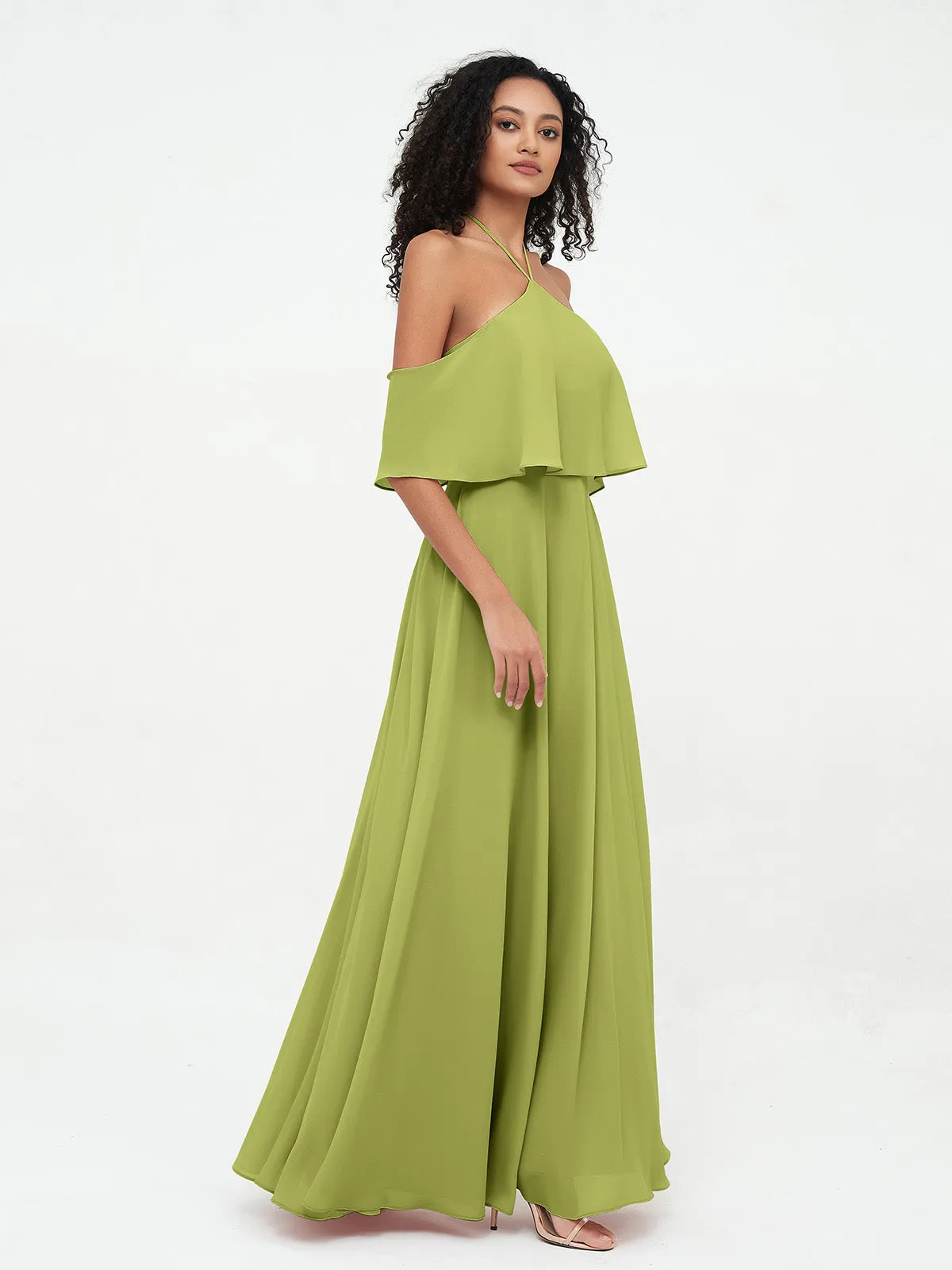 Halter Off the Shoulder Max Dresses with Pockets-Clover Plus Size