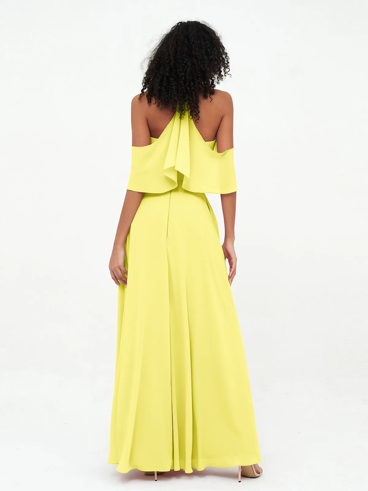 Halter Off the Shoulder Max Dresses with Pockets-Lemon Plus Size