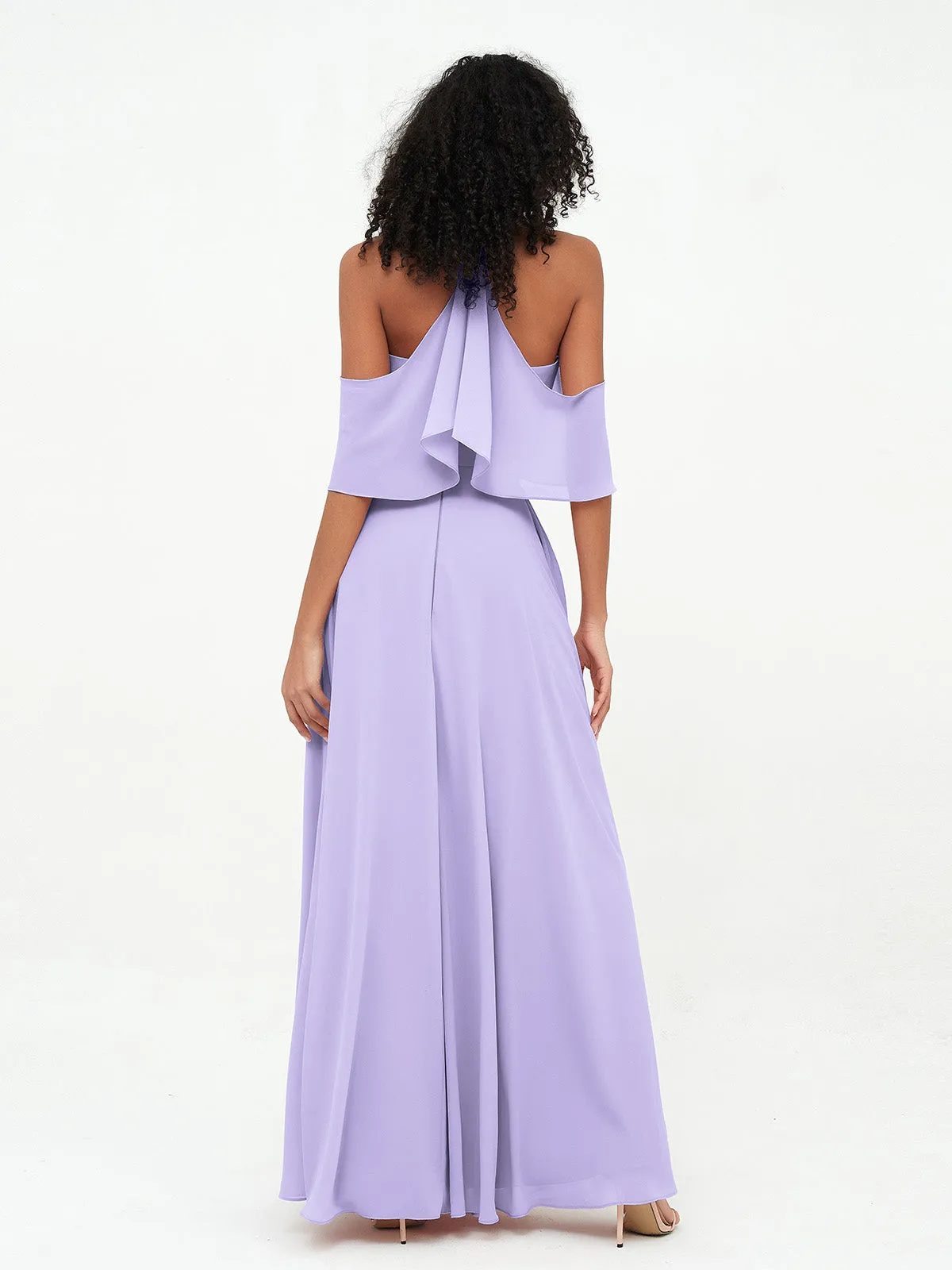 Halter Off the Shoulder Max Dresses with Pockets-Lilac Plus Size