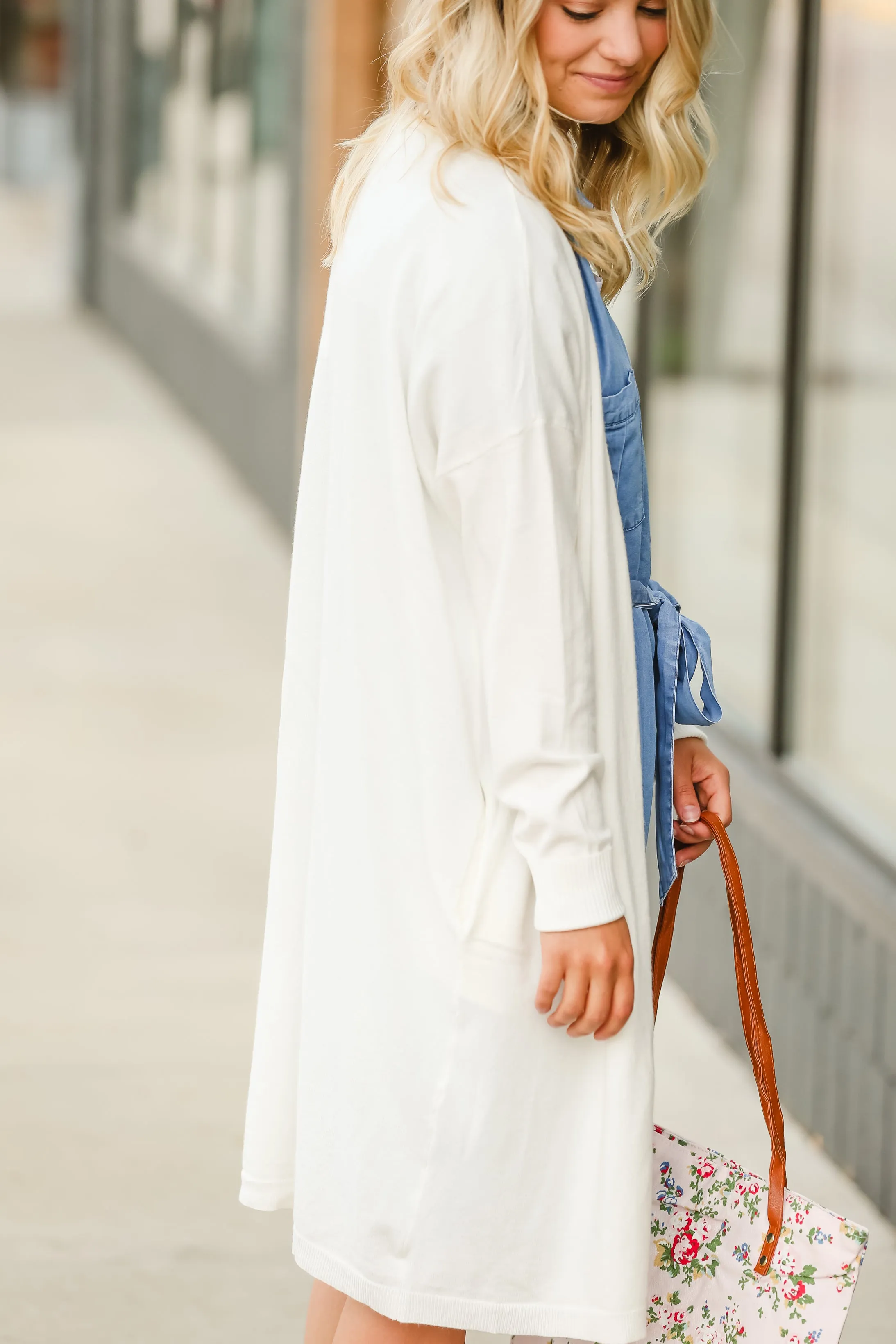 Ivory Open Front Long Cardigan - FINAL SALE