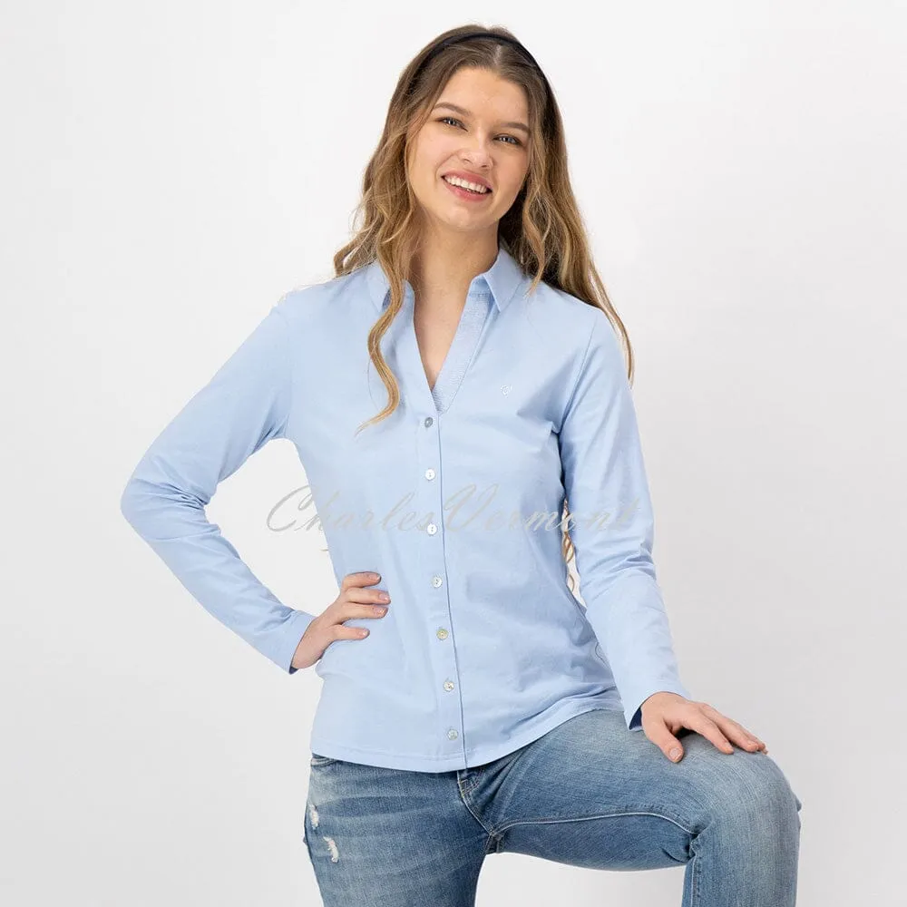 Just White Long Sleeve Blouse – Style J1303-400 (Light Blue)