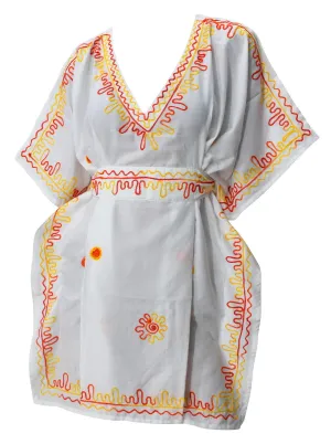 LA LEELA Women's Tunic Dresses V Neck Short Sleeve Shift Summer Dress US 10-14 White_T318