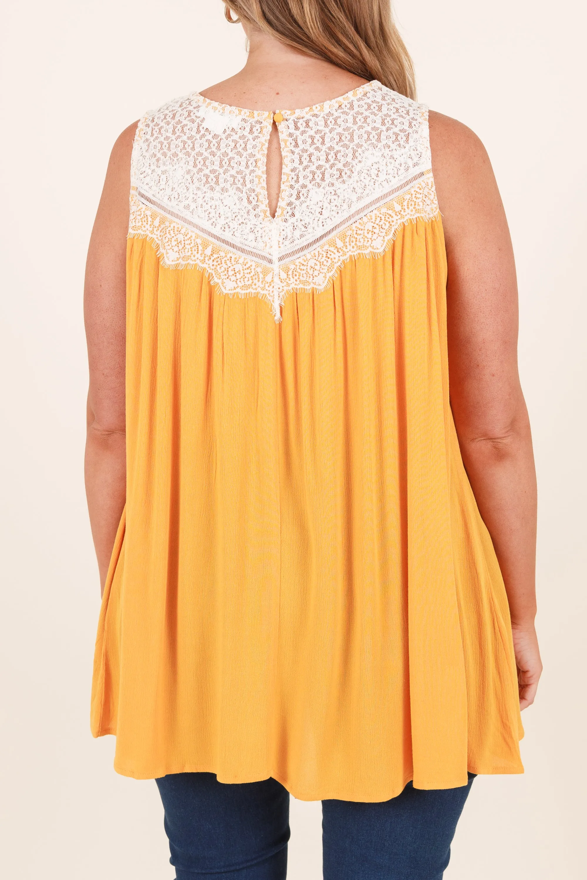 Lace With Love Top, Goldenrod