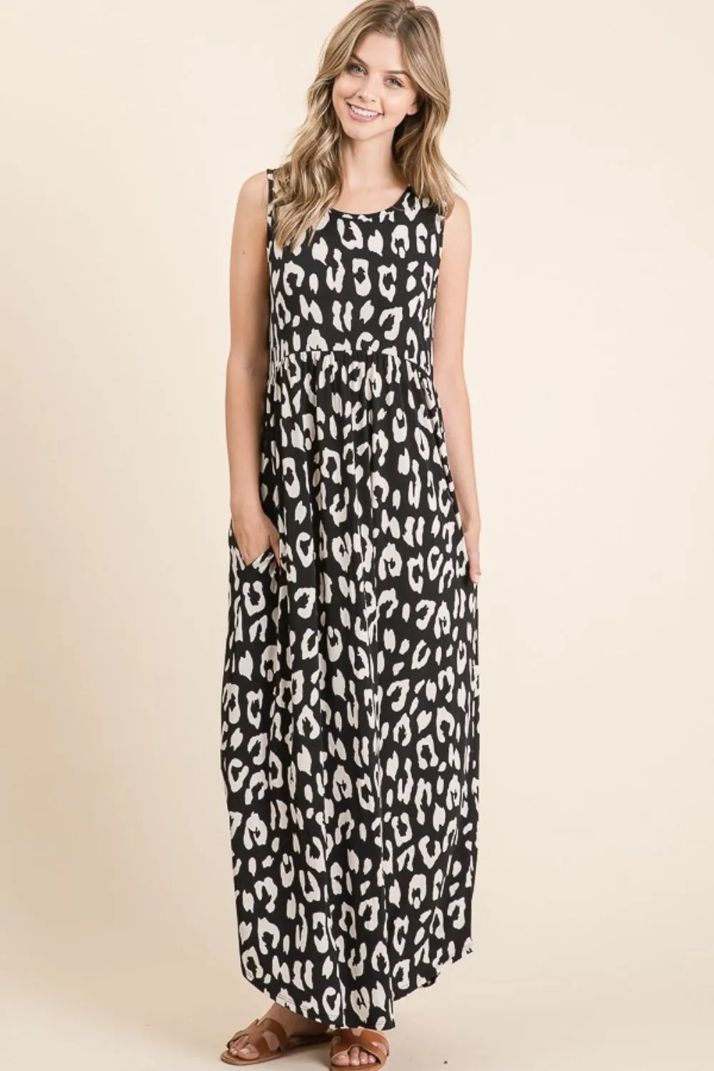 Leopard Maxi Dress with Pockets