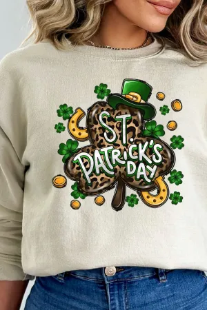 Leopard Shamrock St. Patrick's Day Heavy-weight Crew Sweatshirt