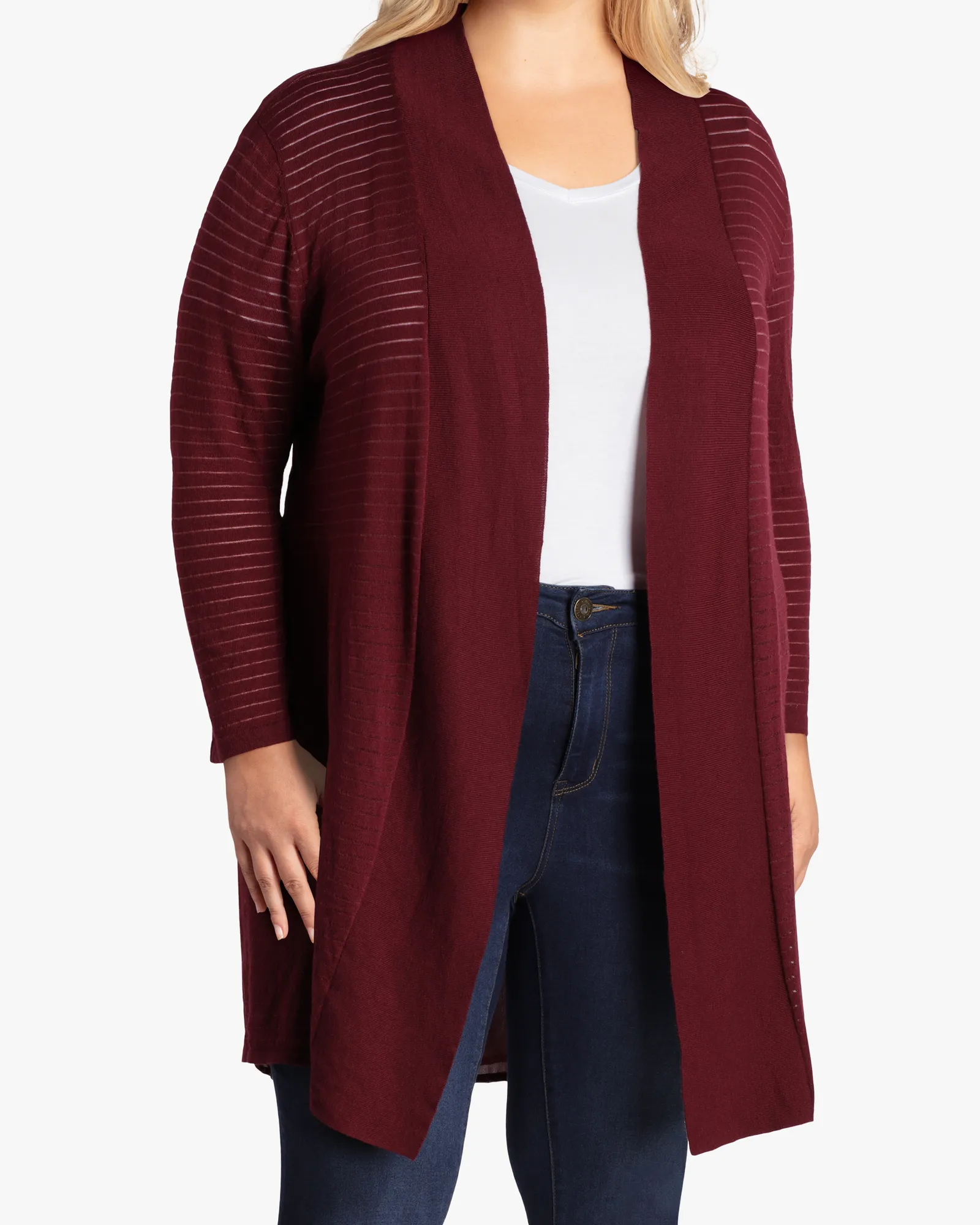 Leslie Three-Quarter-Sleeve Cardigan | Burgundy