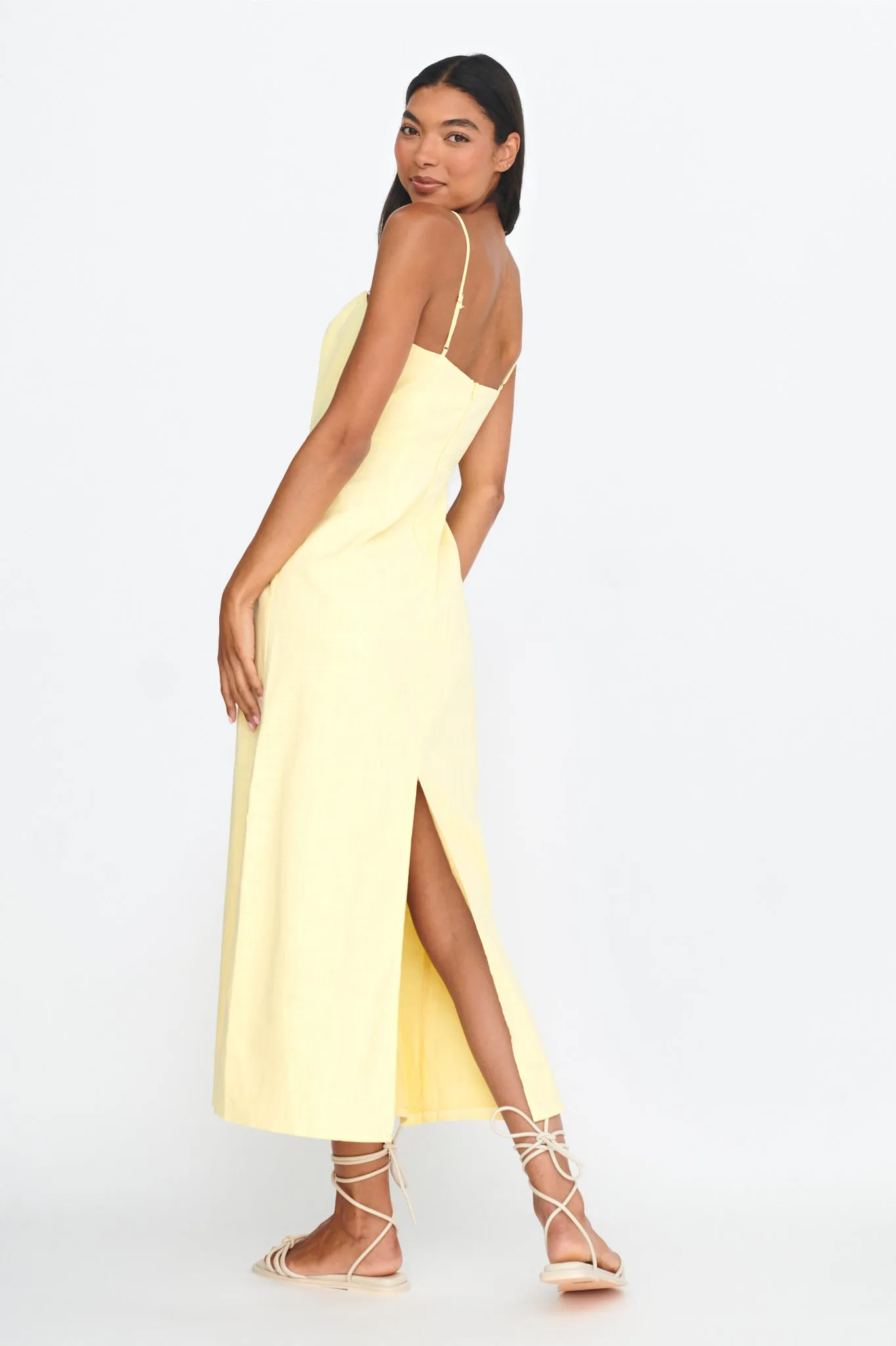 Light Hearted Square Neckline Maxi Dress Lemon