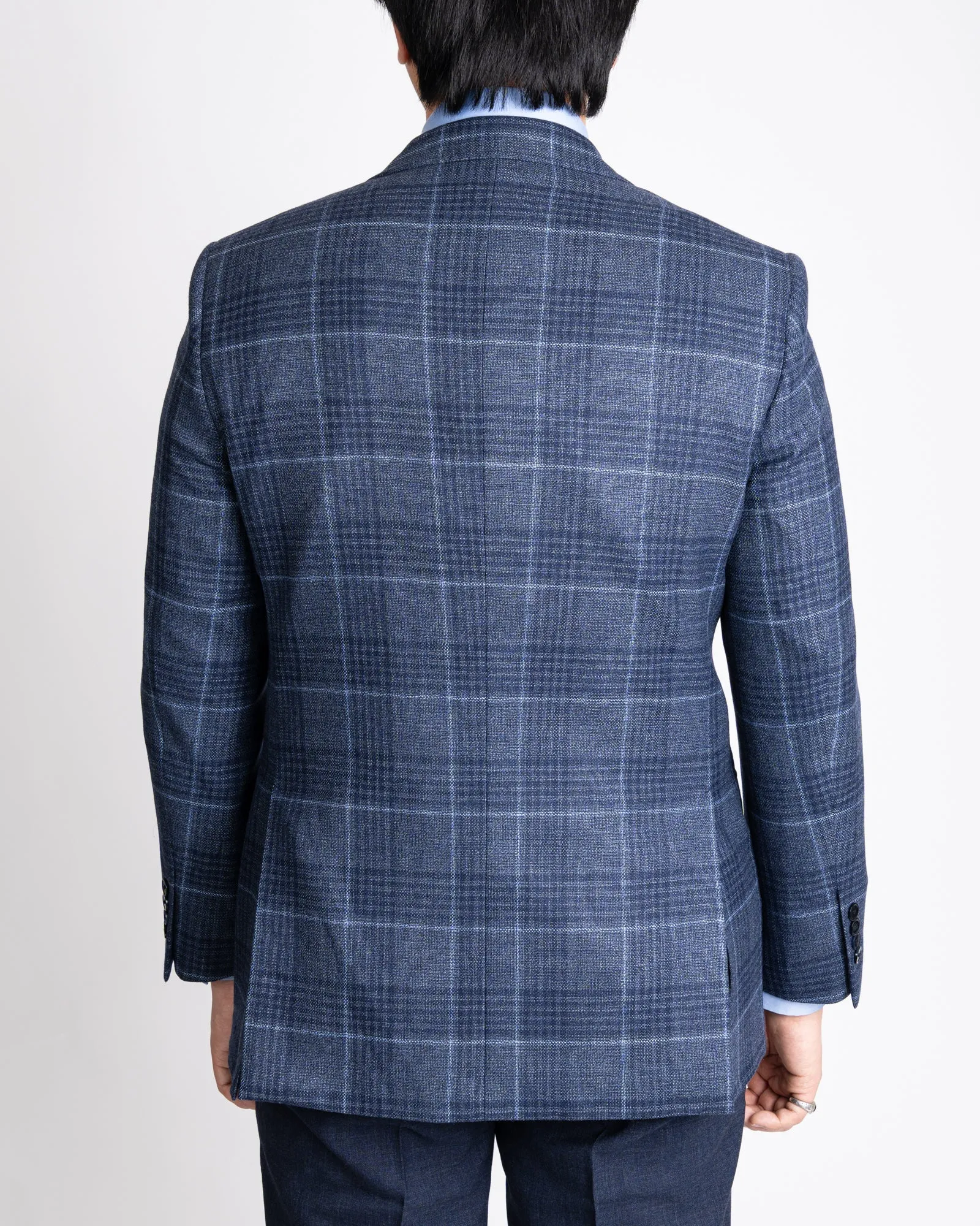 Loro Piana Navy Plaid Stretchwool Sportcoat