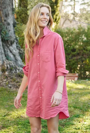 MARY Denim Shirt Dress in Flamingo