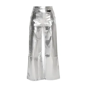 METALLIC WIDE LEG PANTS