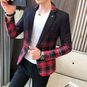 new style Premium color scheme for men slim fit business plaid Blazers/Male fashion Leisure suit coat plaid Jackets S-3XL