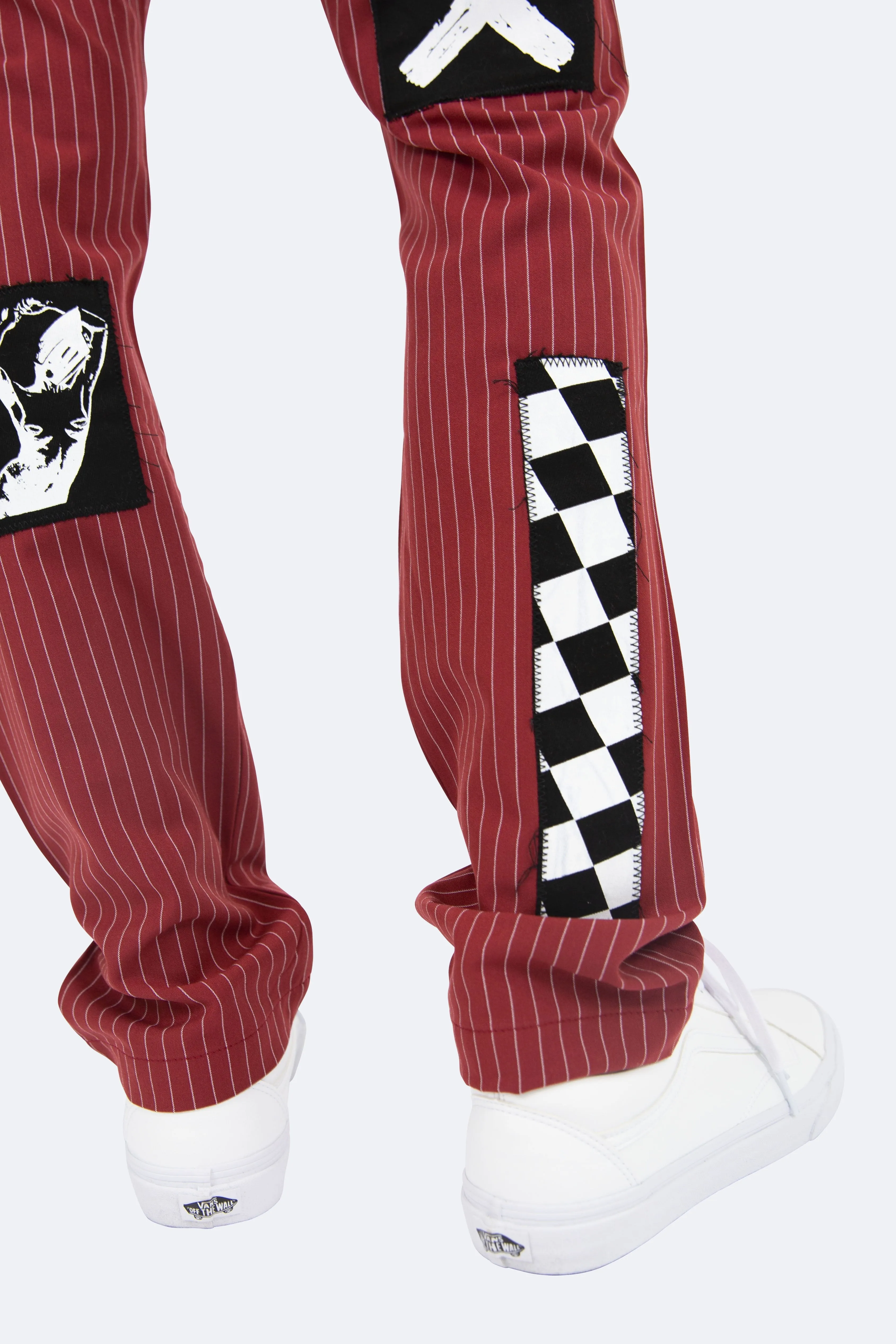 Patch Striped Pants - Red/White