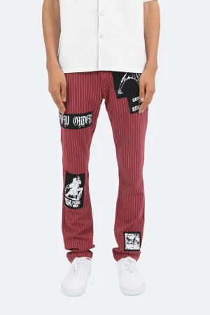 Patch Striped Pants - Red/White