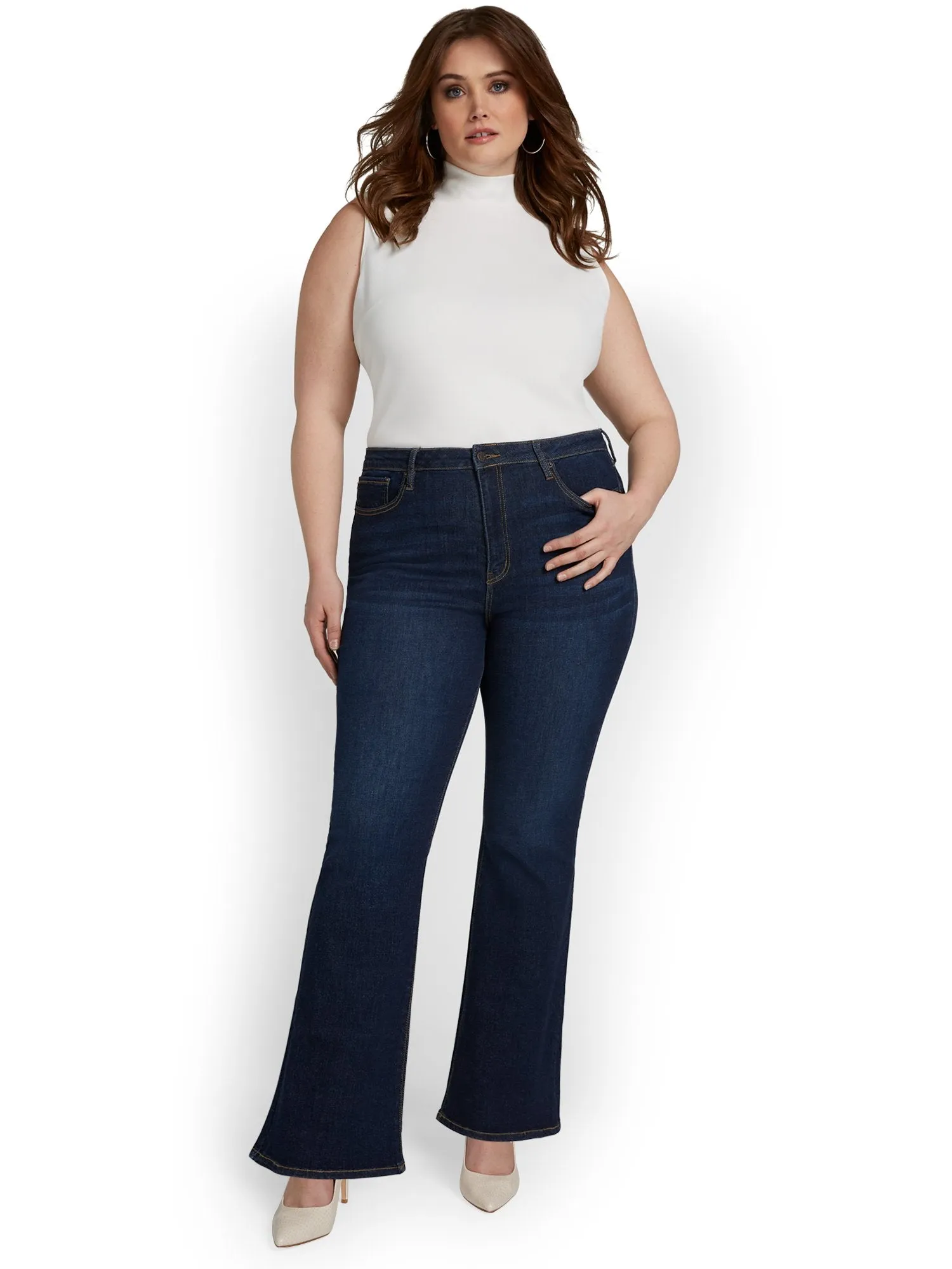 Perfect Fit Ultra High-Waisted Bootcut Jeans - Dark Blue Wash