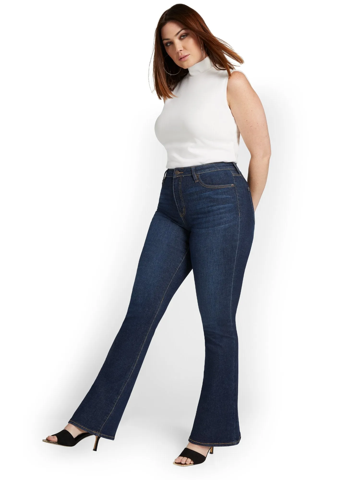 Perfect Fit Ultra High-Waisted Bootcut Jeans - Dark Blue Wash