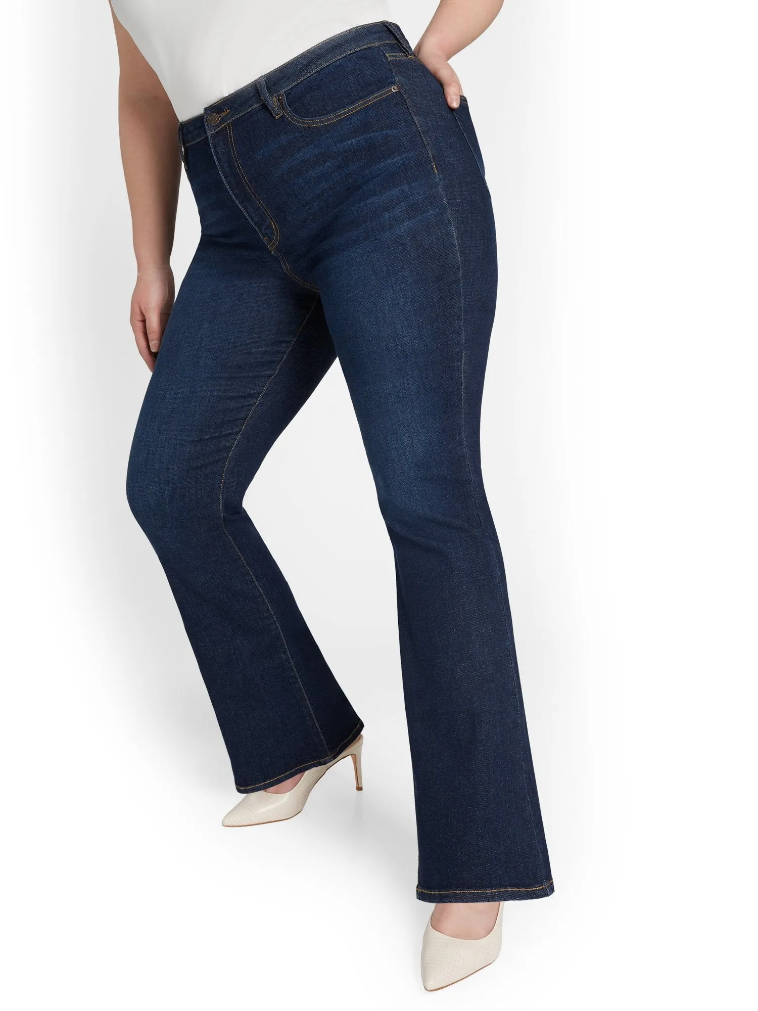 Perfect Fit Ultra High-Waisted Bootcut Jeans - Dark Blue Wash