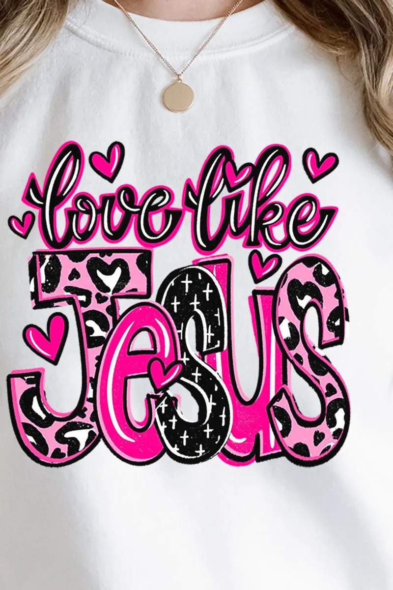 Pink Love Like Jesus Heavy-weight Crew Sweatshirt